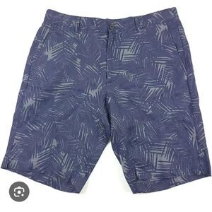Vince Slim Fit Griffith Blue Palm Print Shorts 100% Hemp Mens Size 33